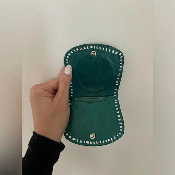 Blue Leather  Coin Purse Handmade in Morocco - Picture 3 of 3